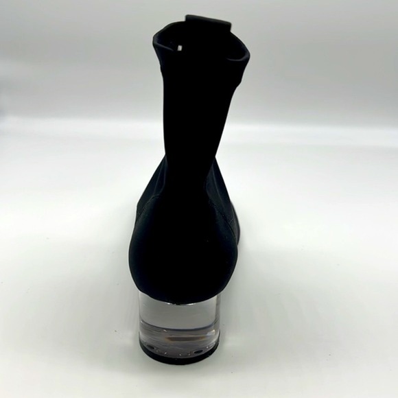 Zara - Black Polyester Sock Ankle Boots With Clear Laminated Heels Size 36 - Picture 13 of 16